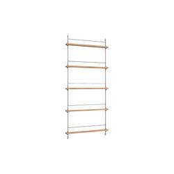 Magazine Shelving Tall, oak/stainless steel, MOEBE
