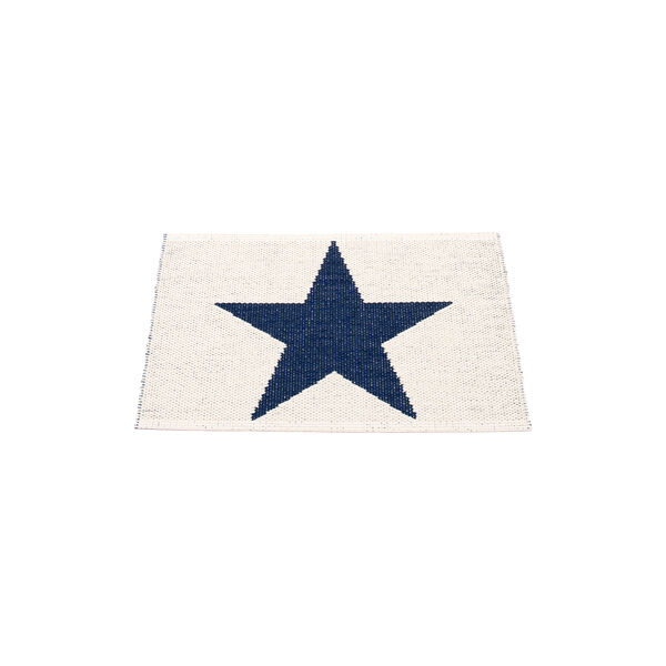 Viggo Plastic Rug, dark blue/vanilla, Pappelina
