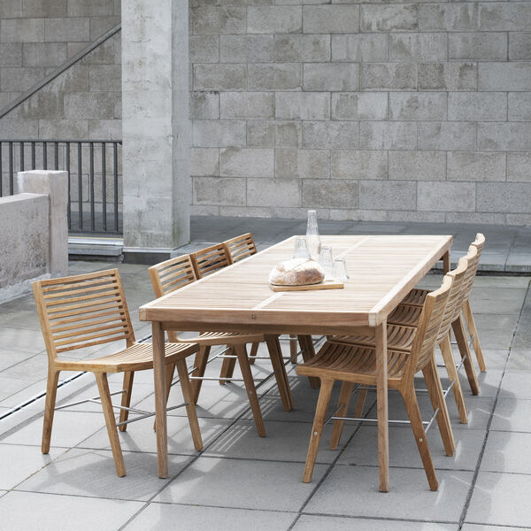 OUTDOOR RIB Dining Table 100x250 + 6 OUTDOOR RIB Dining Chairs, Sibast Furniture