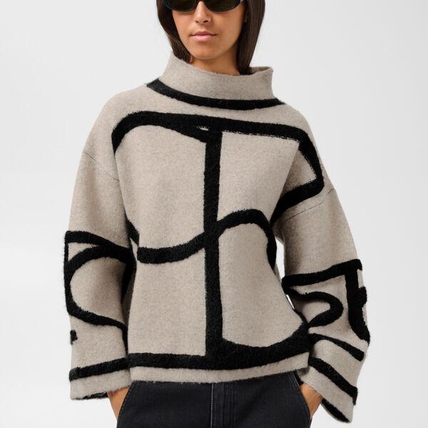SLSorea Mono Pullover | Beige w Black monogram | Pullover, Soaked in Luxury