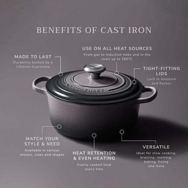Signature round cast iron pot &Oslash; 28 cm, flint, Le Creuset
