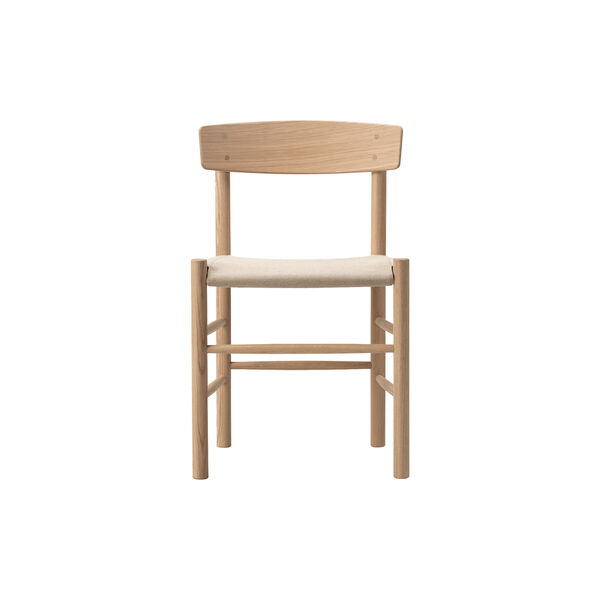 J39 Mogensen Chair with Seat Upholstery, soap treated oak/natural canvas, Fredericia Furniture