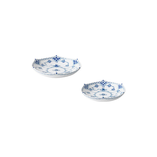 Blue Fluted Full Lace Shallow Bowls 2 pcs, Royal Copenhagen