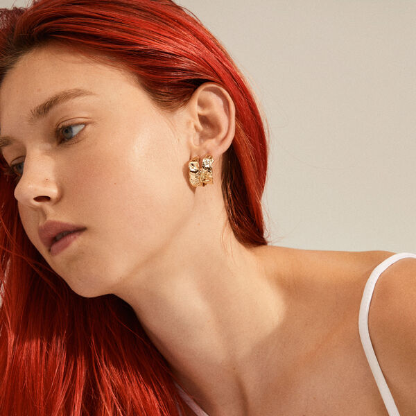 ELARA Organic Shaped Earrings, gold plated, Pilgrim