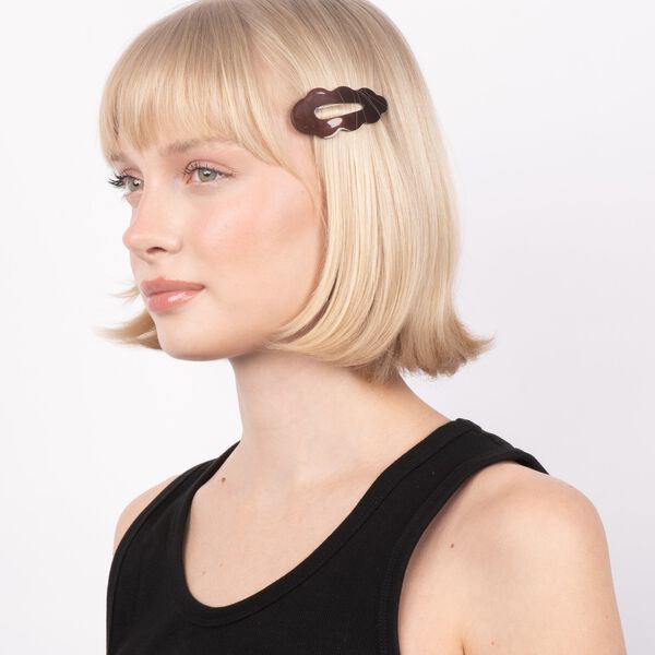 Wavy Bow Clip, brown, SUI AVA