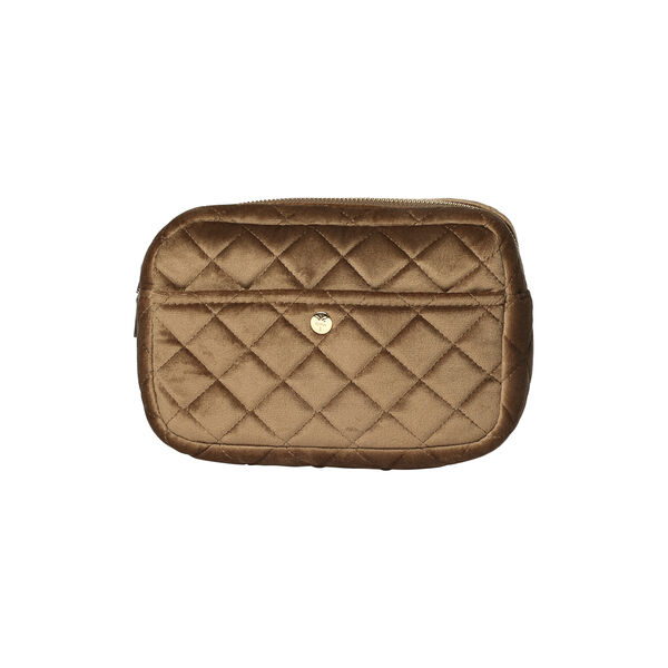 Beauty Bag Medium, hazelnut velvet, Fan Palm