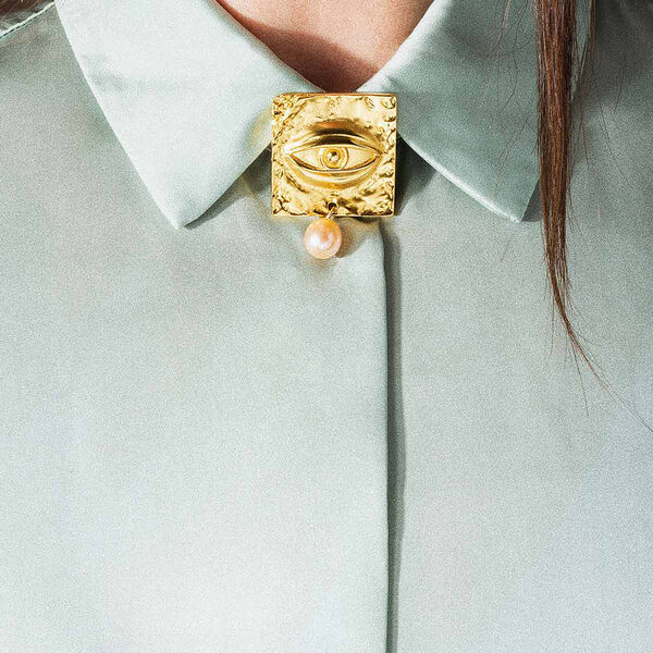 THE SEEKER BROOCH, gold plated/pink, House of Vincent