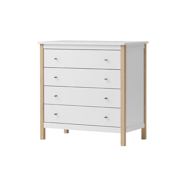 Wood Dresser 4 Drawers, white/oak Wood Dresser 4 Drawers, white/oak, Oliver Furniture