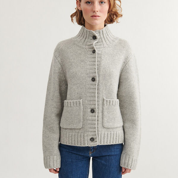 Blanche Cardigan, grey mel. Blanche Cardigan, grey mel., Basic Apparel