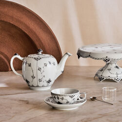 Black Fluted Half Lace Tea Pot 1 L, Royal Copenhagen