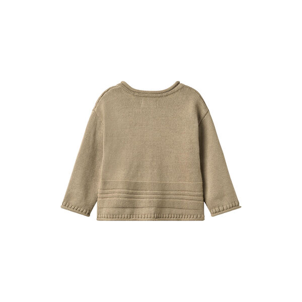Knit Cardigan L/S Gunnar, gravel, Wheat