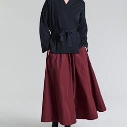 Fukkura poplin Skirt, maroon, BITTE KAI RAND