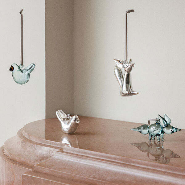 Mini glass birds set of 3, mirror, Iittala