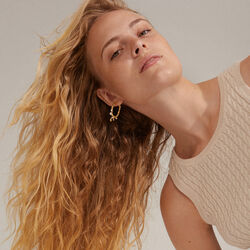 ANA Pearl & Crystal Hoops, gold plated, Pilgrim