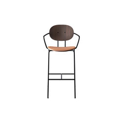 PIET HEIN Bar Chair with Arms, oiled walnut/Silk Cognac, Sibast Furniture