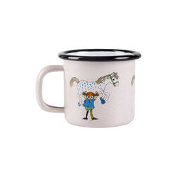 Pippi enamel mug pippi and the horse, pink, Muurla