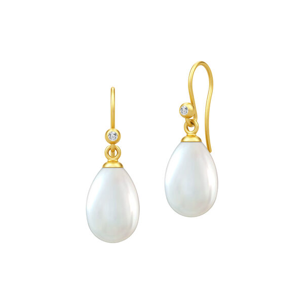 Afrodite Earrings, gold/white pearl, Julie Sandlau