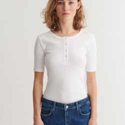 Ludmilla SS Granddad, bright white, Basic Apparel