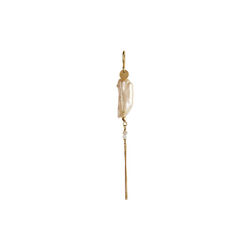 Long Baroque Pearl With Chain Earring White Sorbet Single, gold, Stine A Jewelry