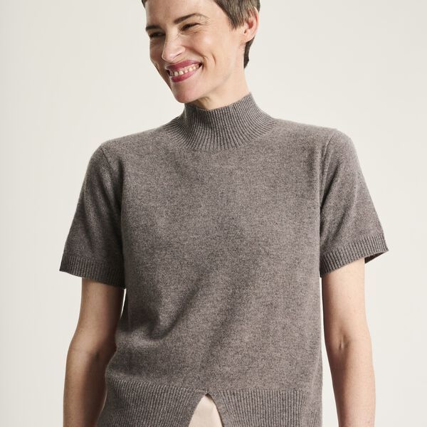 Kumo cashmere short sleeve blouse, shark melange, BITTE KAI RAND