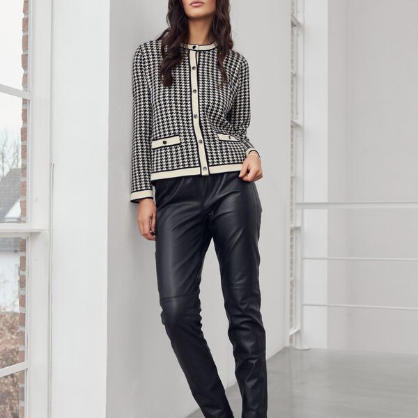 Cardigan UniqueHoundToothKnit | Black/Off White | Cardigan, Micha