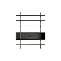 Keen Shelving, black brass/ash veneer, GUBI