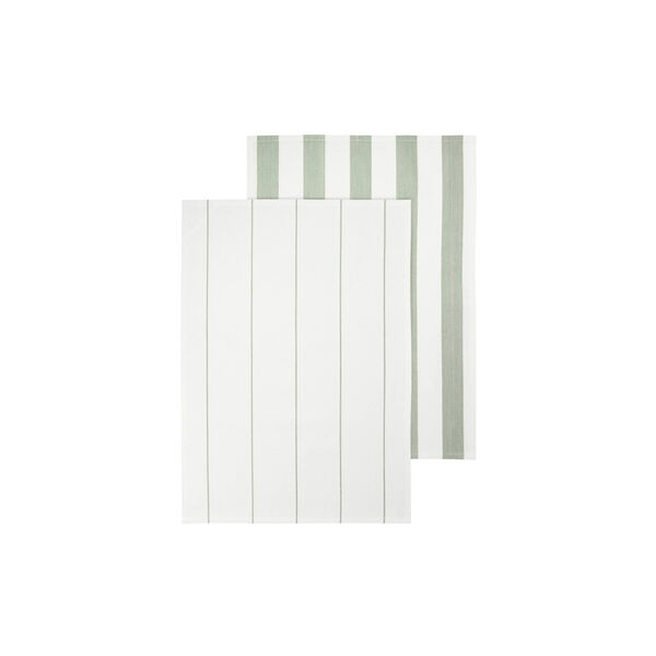 TAULO Striped Tea towel set of 2, white/desert sage, Blomus