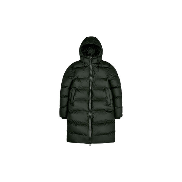 Long Puffer Jacket, green Long Puffer Jacket, green, Rains