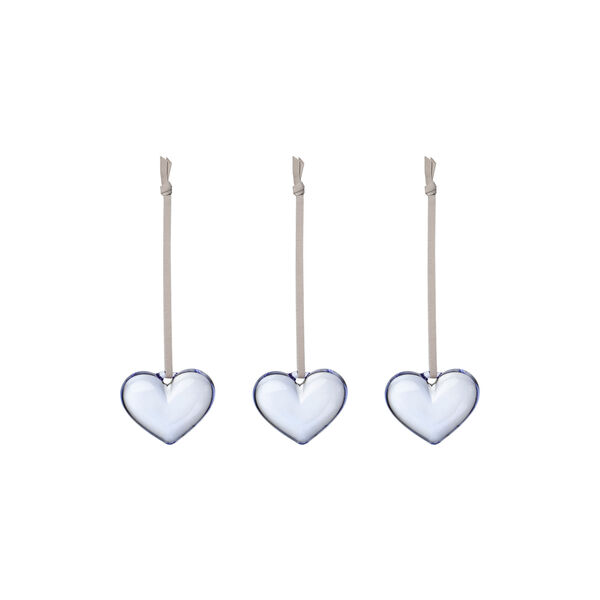 Glass heart set of 3, light blue, Iittala