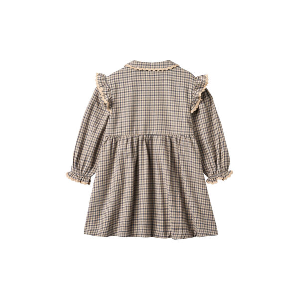 Dress L/S Alissa, blue check, Wheat
