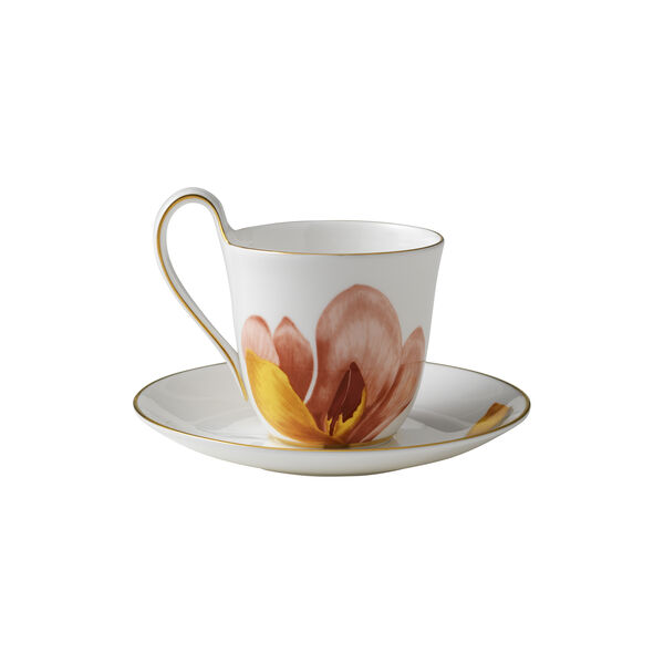 Flora High Handle Cup with Saucer, magnolia, Royal Copenhagen