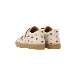 Classic Sneaker in Recycled Cotton Canvas, multi hearts/tan, ANGULUS