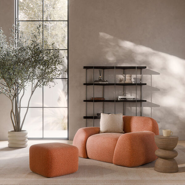 Wolke Ottoman, velvety woven terracotta, Westwing Collection