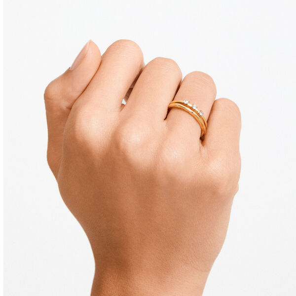 IVARIN rings 2-in-one set, gold plated, Pilgrim
