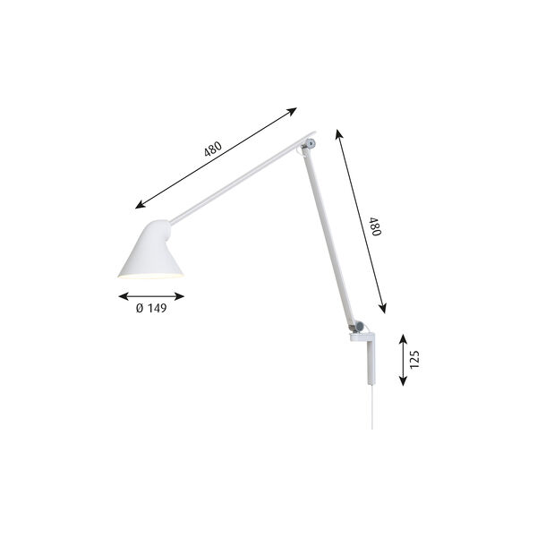 NJP Long Wall Lamp, white, Louis Poulsen