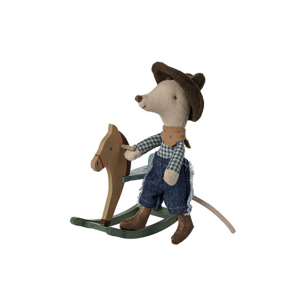 Little Brother Cowboy Mouse on Rocking Horse, Maileg