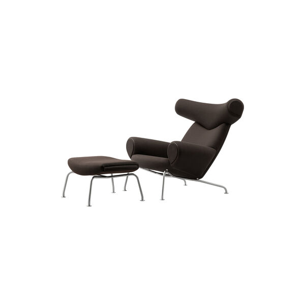 Wegner Ox Chair | Dark Brown | Lounge Chair + Ottoman, Fredericia Furniture