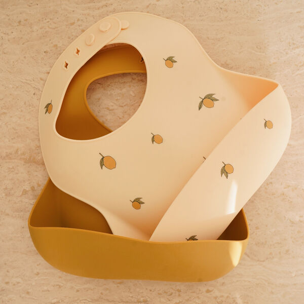 2-pack Silicone Bib, lemon/almond 2-pack Silicone Bib, lemon/almond, Konges Sløjd