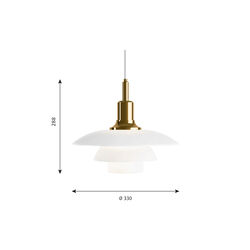 PH 3&frac12;-3 Glass Pendant, brass, Louis Poulsen