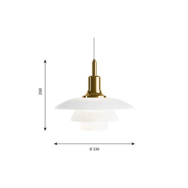 PH 3½-3 Glass Pendant, brass, Louis Poulsen