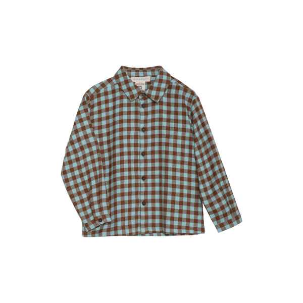 Brushed Collar Shirt, coffee checks Brushed Collar Shirt, coffee checks, Serendipity