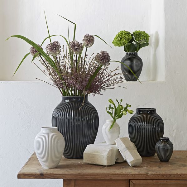Knabstrup vase ripple, black, Knabstrup Keramik