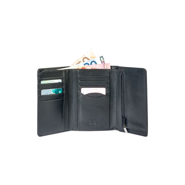 3 fold wallet with coin pocket, black 3 fold wallet with coin pocket, black, Tony Perotti