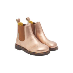 Chelsea Boot With Brogue Hole Pattern, bronze metallic/cognac, ANGULUS