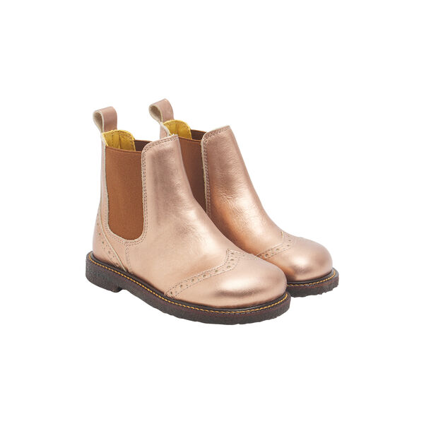 Chelsea Boot With Brogue Hole Pattern, bronze metallic/cognac, ANGULUS