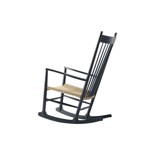 J16 Rocking Chair, black lacquered oak/natural, Fredericia Furniture