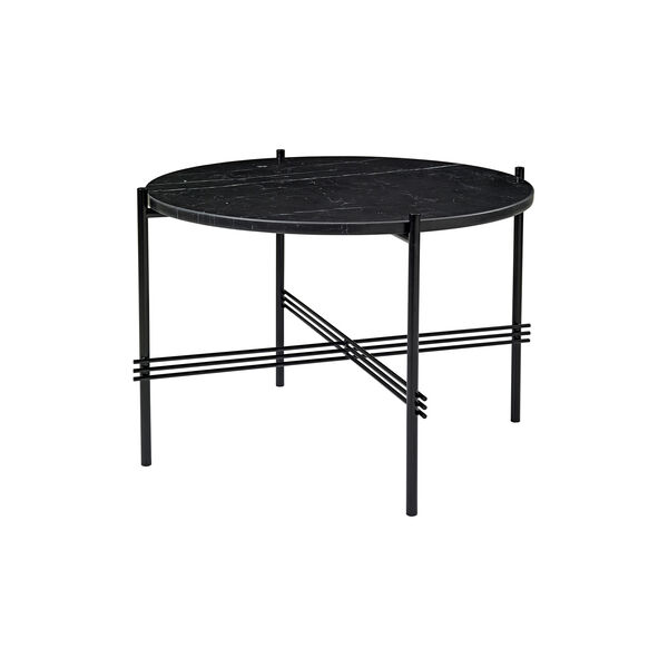 TS Coffee Table Ø55, black marquina marble/black, GUBI