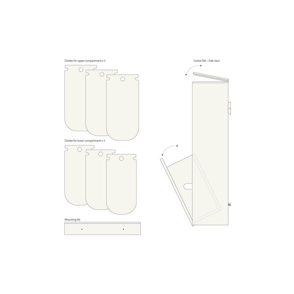 SORTED Premium Tall Waste Sorting, white/RAL 9010, DesignLife
