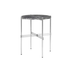 TS Side Table Round, grey emperador marble/steel, GUBI