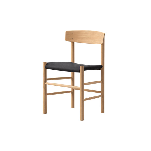 J39 Mogensen Chair with Seat Upholstery, light oiled oak/black canvas, Fredericia Furniture